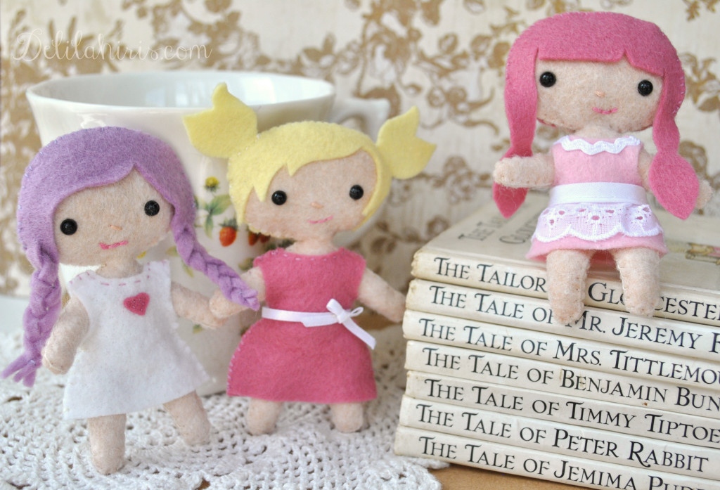 Tiny Doll Pattern Make 4 Inch Tall Felt Dollhouse Dolls Delilah