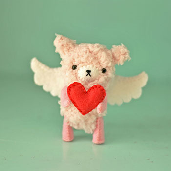 mini teddy cupid fleece and felt valentines craft sewing project