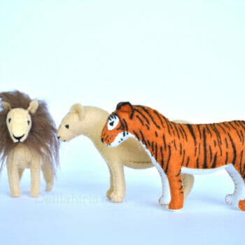 felt lion tiger stuffed animal pattern