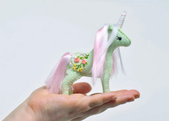 embroidered mini handmade unicorn