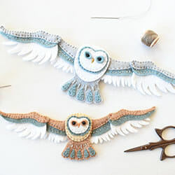 flying owl felt ornaments